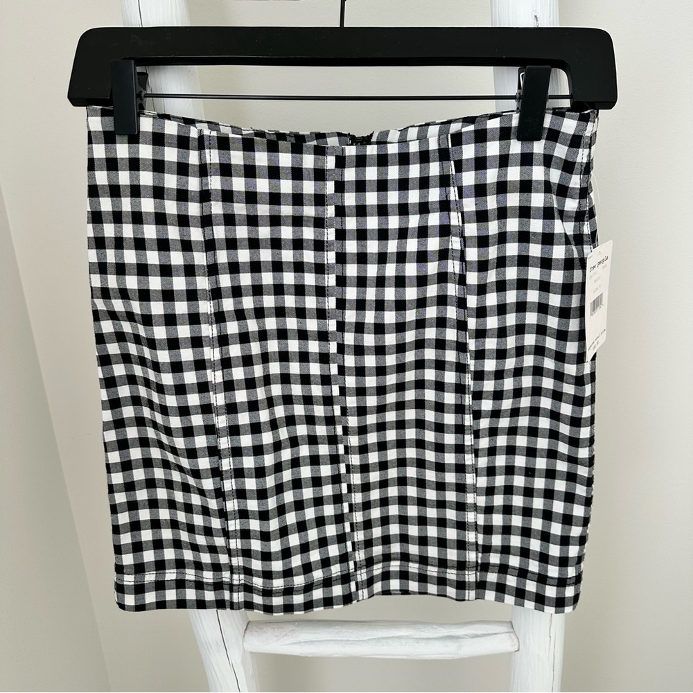 NWT Free People Modern Femme Black/White Gingham Mini Skirt Size 8